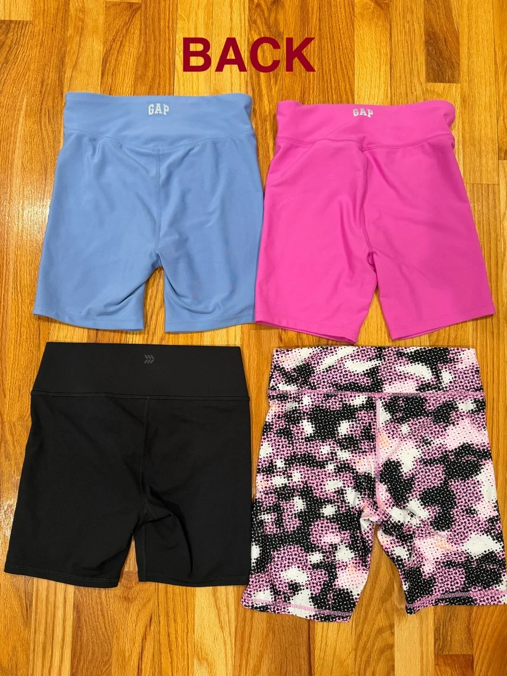 Girls 4-Pack Active Bike Shorts - Blue, Hot Pink, Black, Pink Camo